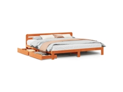 Cama Sem Colchão 200x200 Cm Pinho Maciço Castanho mel MAISON EXCLUSIVE
