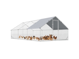 Galinheiro de aço galvanizado, para 12-18 galinhas, com teto de PE, 3x6x2m, prata S/MARCA