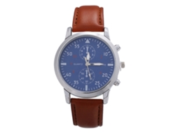 Relógio de Pulso Masculino de Quartzo com Pulseira de Couro Pu Estilo Simples Marrom Escuro