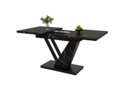 Mesa de Jantar telescópica PAPRIKA de 120 a 160x75 cm com padrão de mármore preto