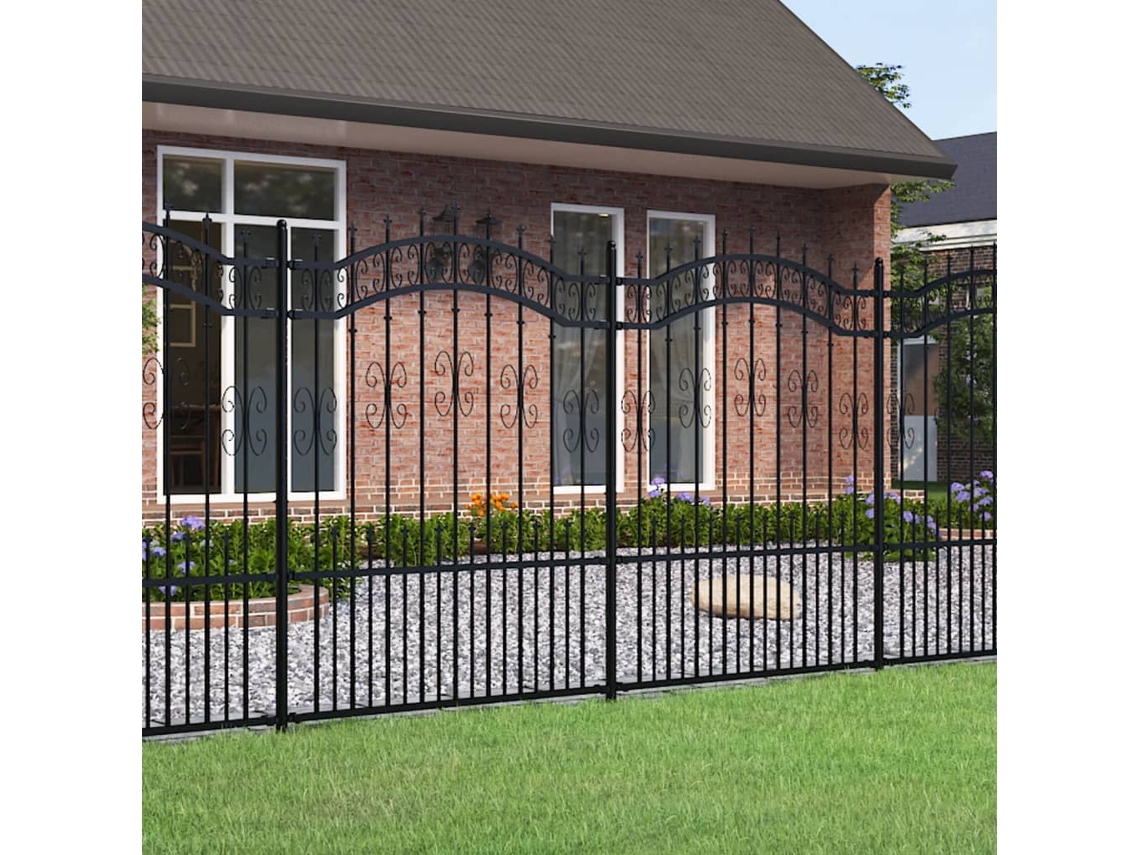 Cerca Jardim C/ Topo Em Lanã§as 190 Cm Aã§o Revestido A Pã³ Preto DKD HOME DECOR