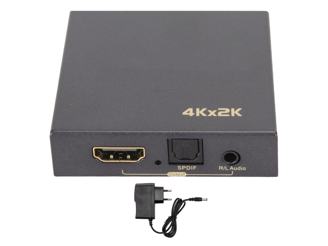 Extrator de Som Interface Multimídia Hd 4k 30hz Fibra Óptica 5.1 3.5mm Conversor Eu Plug