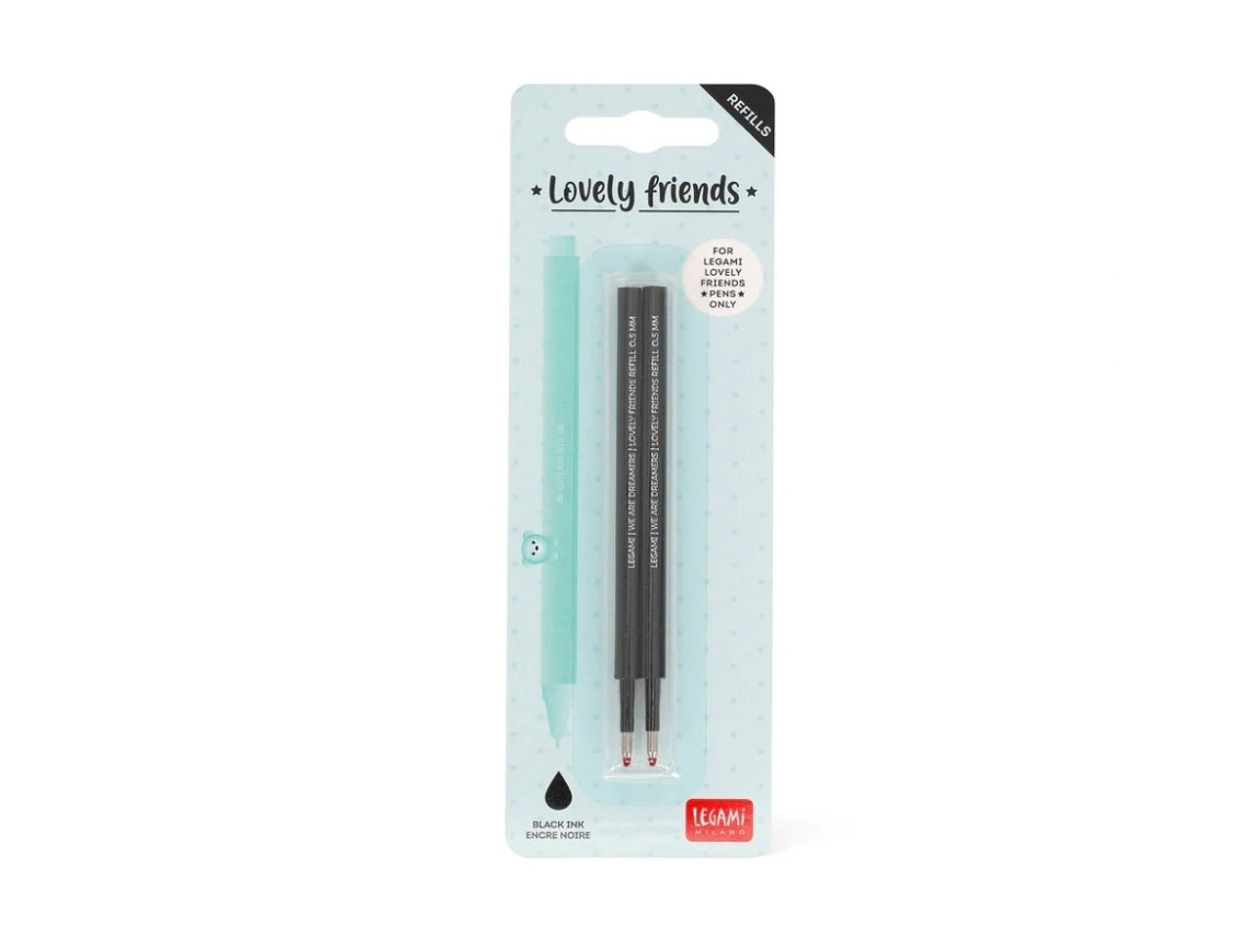Kit 2 Recargas Pretas Caneta Lovely Friends Legami