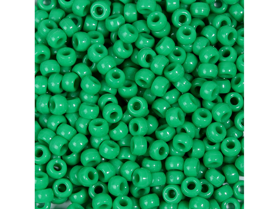 1000 Peças Miçangas Pony 6x9mm Para Pulseiras E Cabelo - Verde - Eifson
