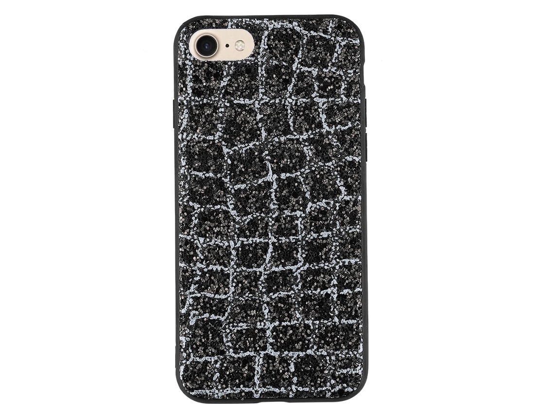 Capa LAXISCREED Apple 7/8 Preta Glitter Mate Antichoque