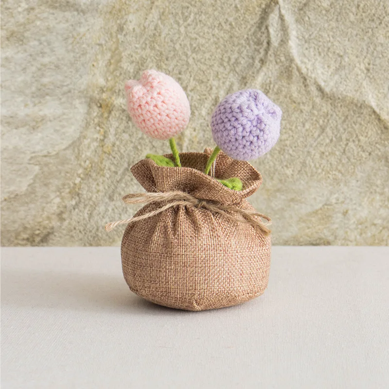 Plantas Fofas Em Vasos De Crochê Com Flores
