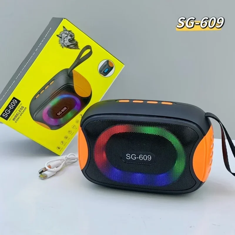 Caixa de Som Bluetooth Multifuncional, Equipada com Luzes Led Coloridas e Adequada para Uso. MDUG (laranja)