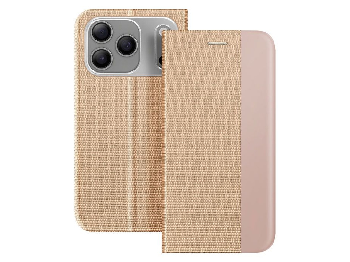Capa Para Iphone 17 Pro Series Sensitive Com Função De Suporte Em Tecido Dourado