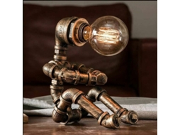 Luminária De Mesa Estilo Robô Com Detalhes Em Ferro, Estilo Industrial, Luminária De Mesa Estilo Steampunk, Charms Exclusivos Para Decoração De Quarto