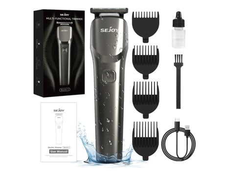 Máquina De Cortar Cabelo Elétrica Profissional Sem Fio Para Homens, Máquina De Barba Multifuncional Com 4 Pentes De Guia, Ipx7 Sejoy