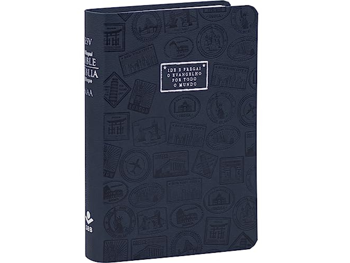 Livro Bíblia Bilíngue Português Inglês Capa Azul Marinho de Sbb (Português)