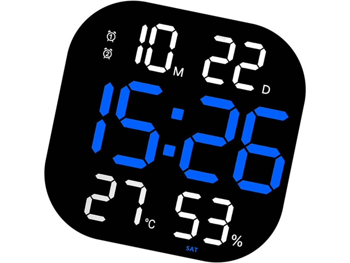 Despertador Multifuncional Com Grande Visor Led Que Exibe Hora, Data, Temperatura E Alarme De Fácil Leitura.