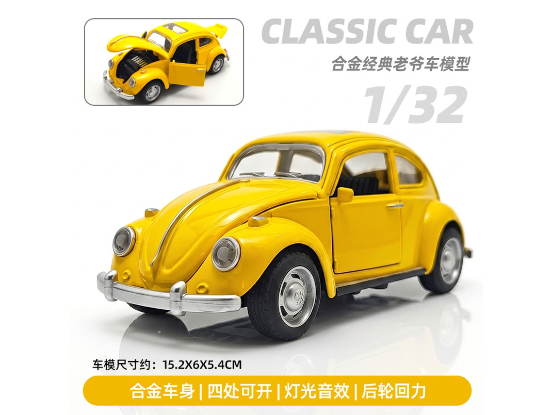 Miniatura de Carro em Escala 1/32, Feita em Metal Fundido, com Portas Que Abrem, Luzes e Música um Carrinho de Brinquedo Infantil. MDUG