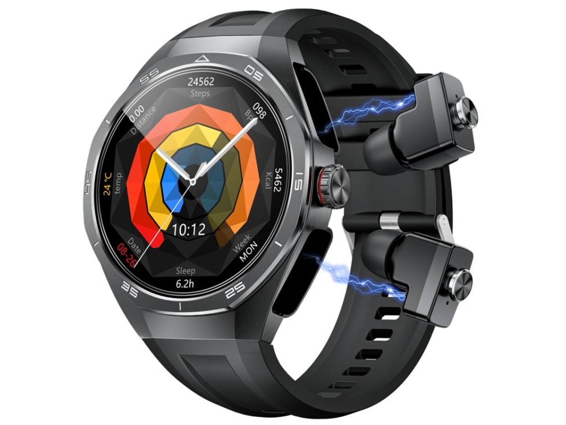 (preto) Smartwatch 2 Em 1 Com Tela Redonda De 1,53 Polegadas, Fone De Ouvido Bluetooth E Pulseira De Silicone