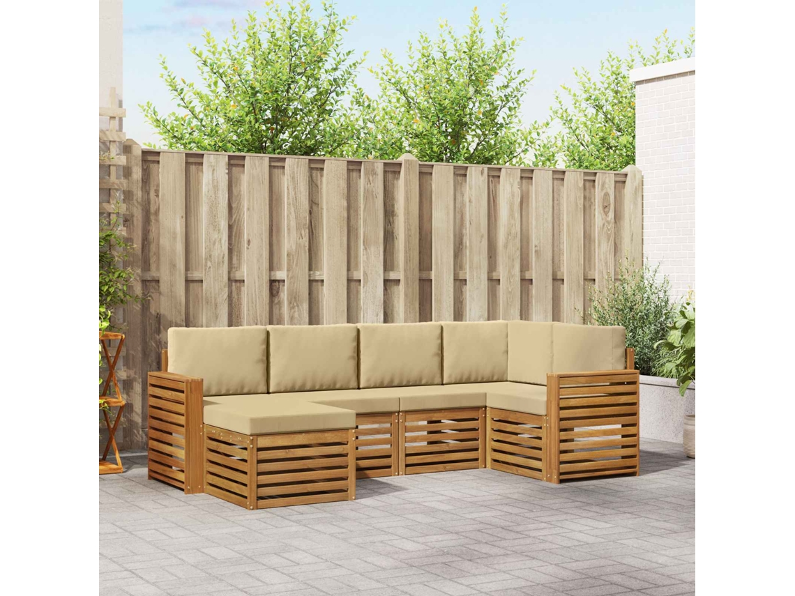 Vidaxl Conjunto De Sofás Para Exterior 6 Unid. Natural E Bege