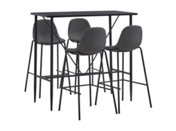 Vidaxl 5 Pcs Conjunto De Bar Tecido Cinzento-escuro