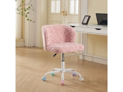 Cadeira Penteadeira Fofa Pelúcia, Giratória, Ajustável – Rosa