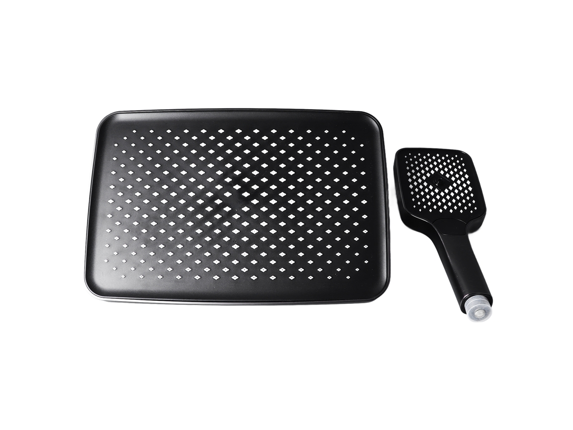 Combo de Chuveiro MARCA quadrado duplo, alta pressão, manual, prateado