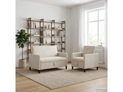Vidaxl Conjunto De Sofá Com Armazenamento 2 Unid. Creme Poliéster
