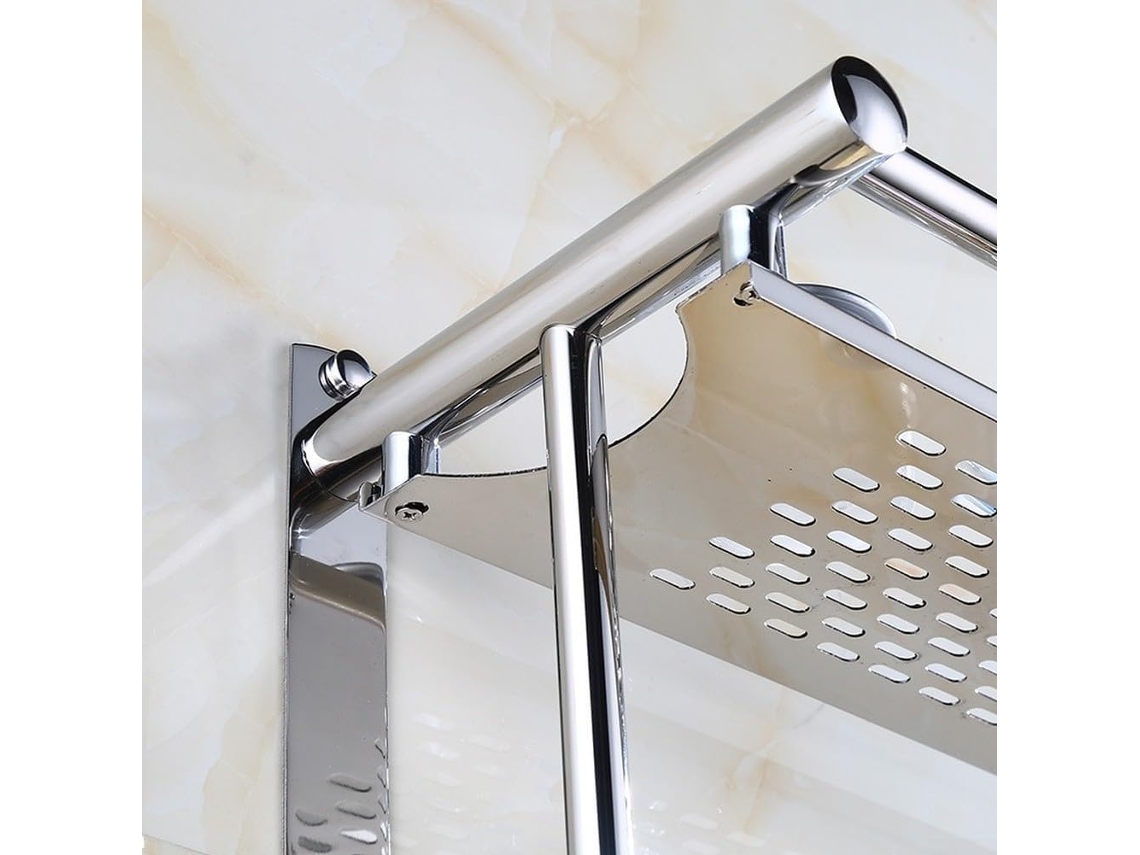 Suporte Para Toalhas Em Aço Inoxidável 304 Banheiro, Prateleiras De Armazenamento Parede 2 Níveis Com Barra, Suporte