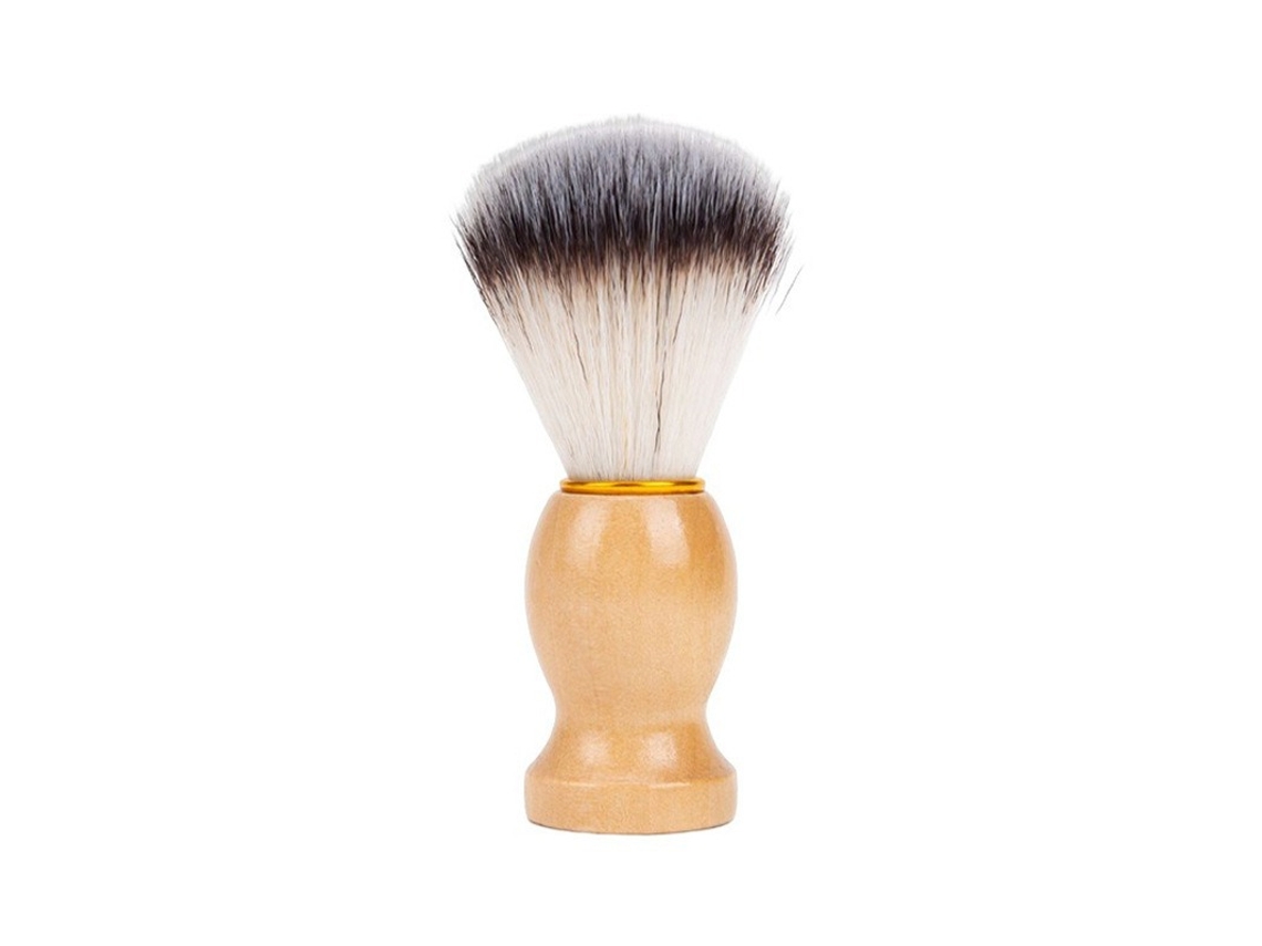 Pincel De Barbear De Pelo Animal Premium - Design Em Madeira Natural, Acessório Tradicional Para Espuma Cremosa