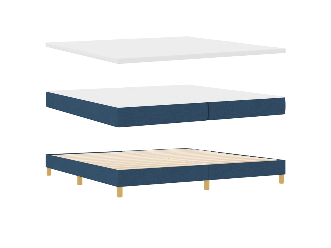 Conjunto 1 Cama Box Vidaxl Azul Tecido (200 X 200 Cm)