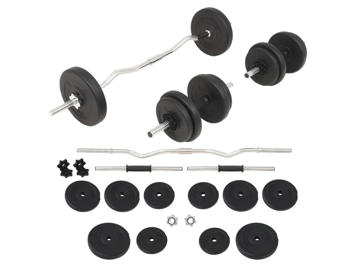 Conjunto de barras e halteres VIDAXL (Aço)