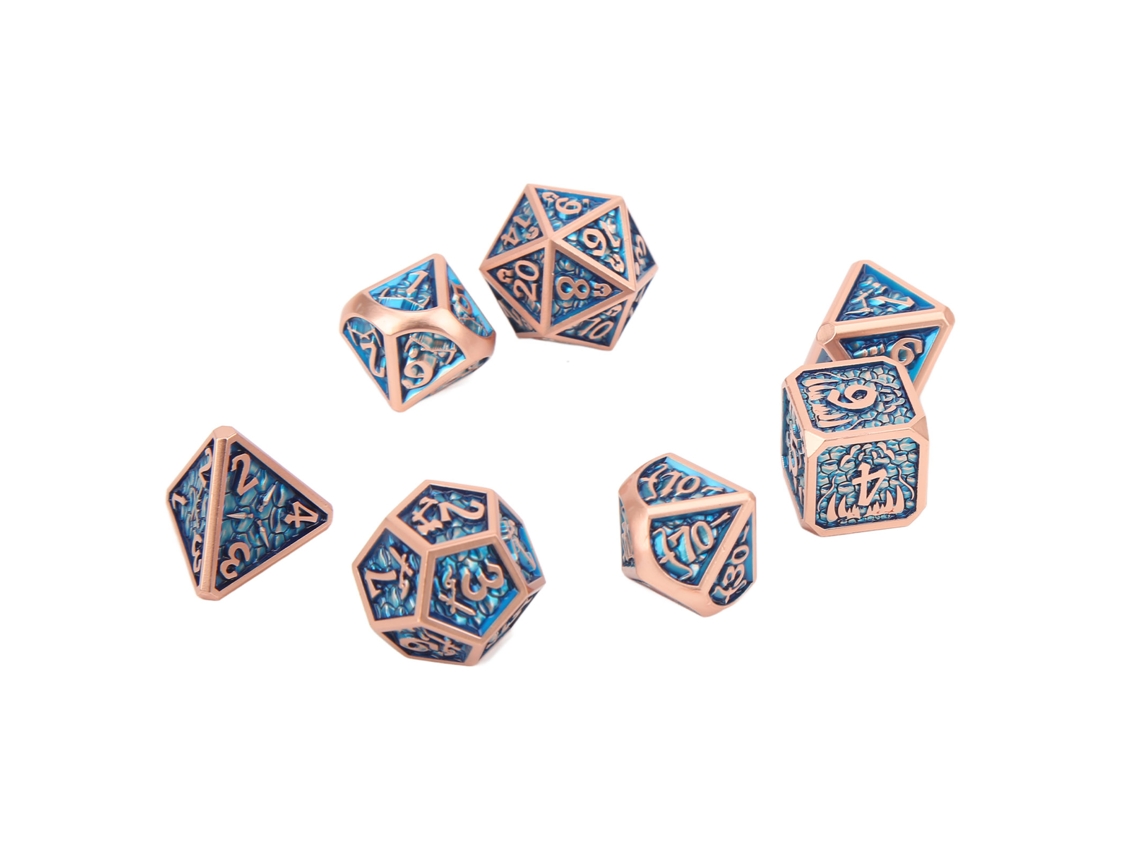 Rebe-set De 7 Dados Metálicos Poliedros Portáteis Para Jogos De Rol E Festa De Halloween Tipo 1