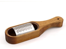 Ralador De Queijo Em Aço Inox Com Recipiente E Cabo De Madeira, Caixa Raladora Multifuncional, Cozinha Manual Para Vegetais. Aquaforge