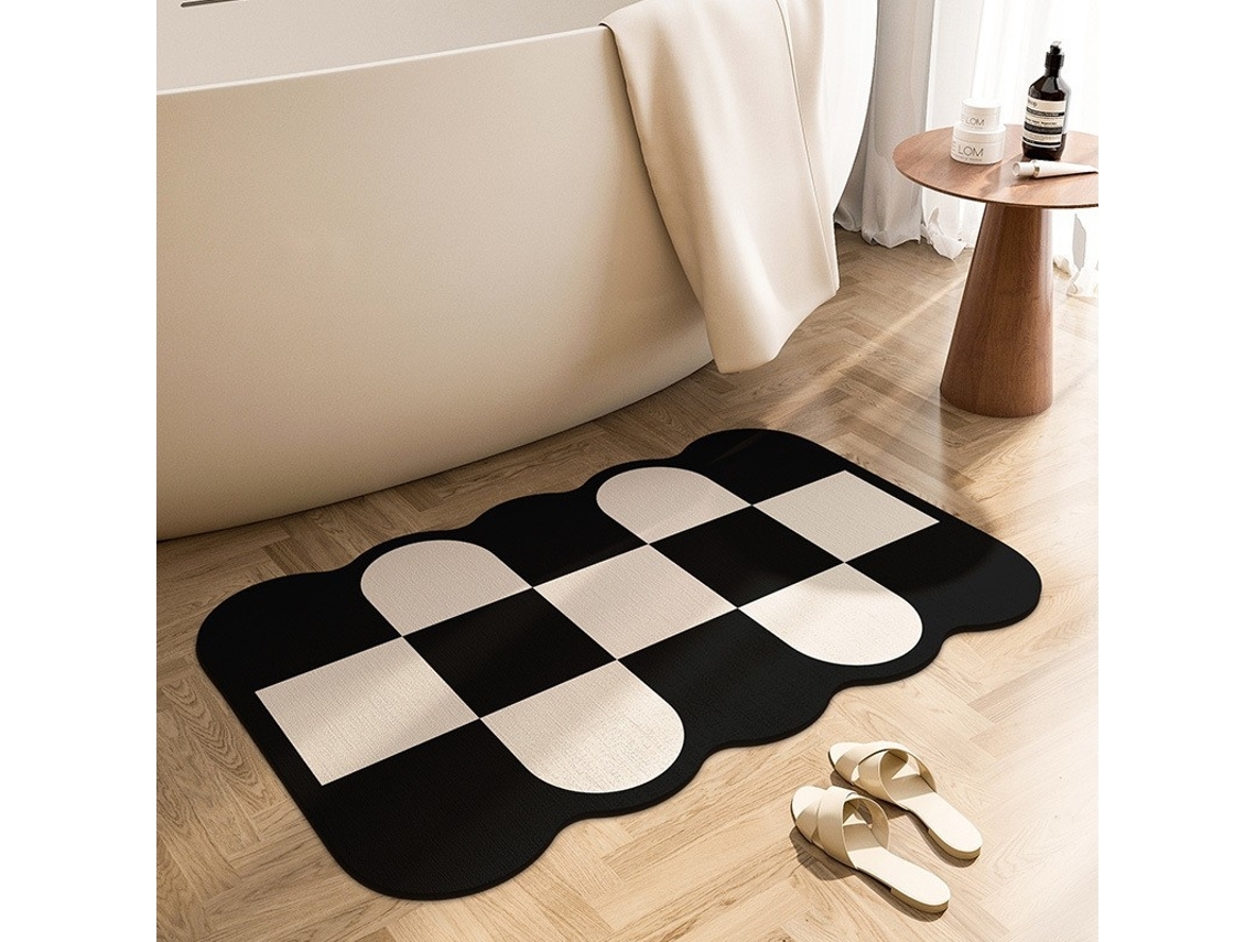 Tapete De Banho  Antiderrapantes Absorventes Secm Rápida Poliéster Multicor (80x120cm)*