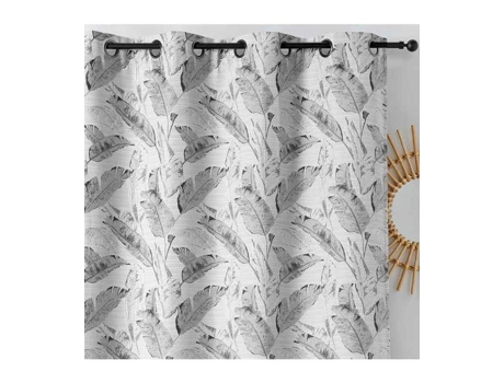 Cortina Filtrante com Padrão de Penas Cinza 135 X 240 Cm HOME MAISON