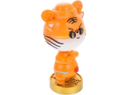 Tigre de resina laranja para decoração de carro, enfeite de cabeça para ambientes internos.