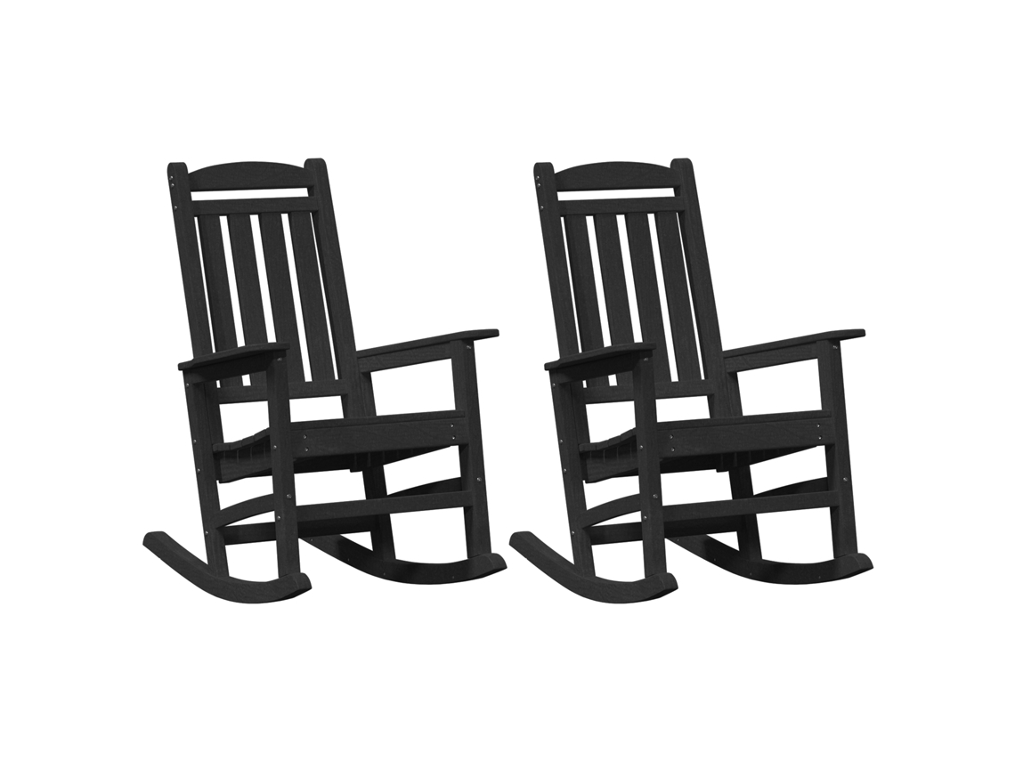 Conjunto 2 Cadeira De Jardim Vidaxl Preto Polietileno (92 X 70 X 108 Cm)