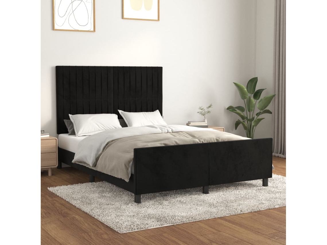 Vidaxl Estrutura De Cama Sem Colchão 140x200 Cm Veludo Preto