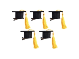 5 Mini Grampos De Formatura Com Borlas (amarelos)