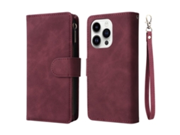 Capa Quedas Para Iphone 15 Pro Pele Sintética Vermelho