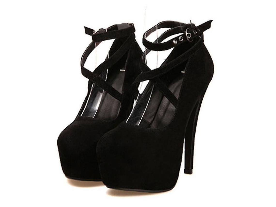 2026 zapatos de Tacón Alto Pumps para Mujer Con Plataforma de Gamuza Negro para Bodas Y Fiestas 11cm