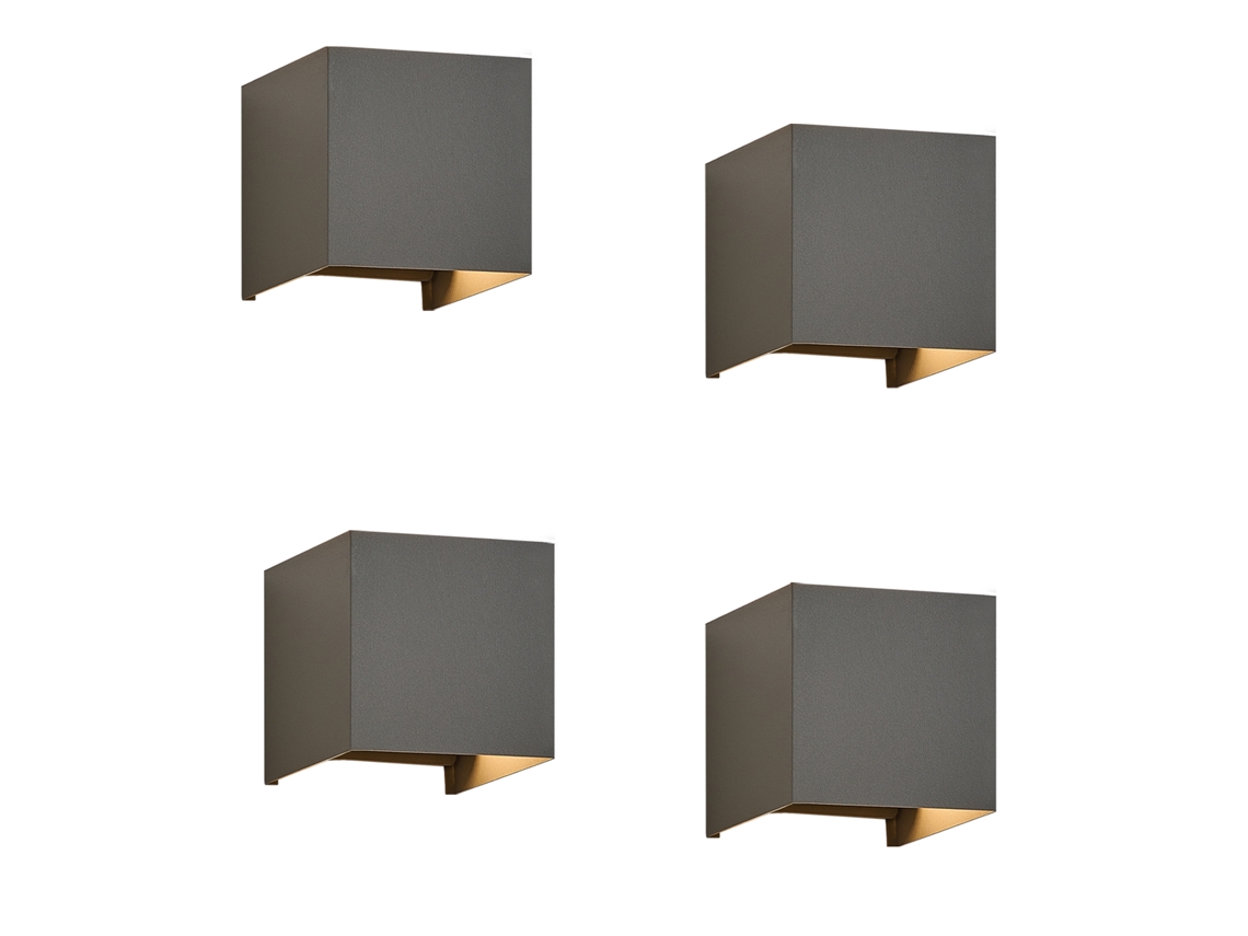 Conjunto de 4 Lâmpadas Led para Parede Externas Branco Quente Ip65 Antracita para Casa Quarto Escada NETTLIFE