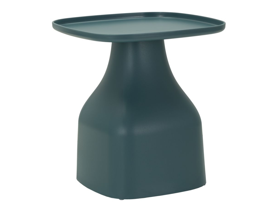 Mesa De Centro Gea Blu - Mesa Moderna E Minimalista, Base Sinuosa, Tampo Quadrado, Polipropileno, 48x48x50 Cm - 940