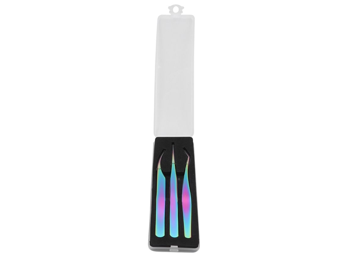 3pcs Pinças De Aço Inoxidável Para Arte De Unhas E Cílios Falsos, Ferramenta De Manicure Curva