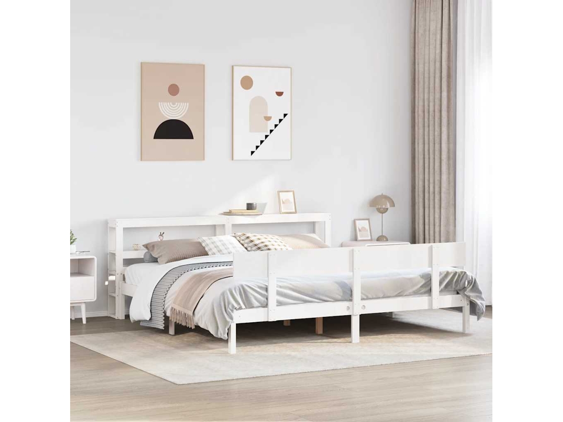 Vidaxl Cama Sem Colchão 180x200 Cm Madeira De Pinho Maciça Branco