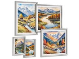 Conjunto De Pinturas Paisagens De Montanhas Rios Florestas Espelharte (5 Peças)
