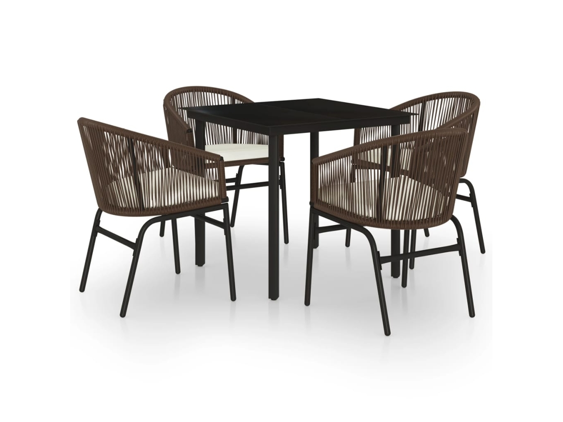 Maison Exclusive - 5 Pcs Conjunto De Jantar Para Jardim Castanho