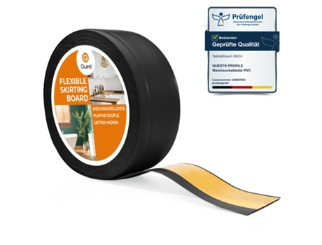 Rodapé Em Pvc 70x20mm, 20m, Flexível Autoadesivo, Rodapé Macio, Rodapé, Preto Quest