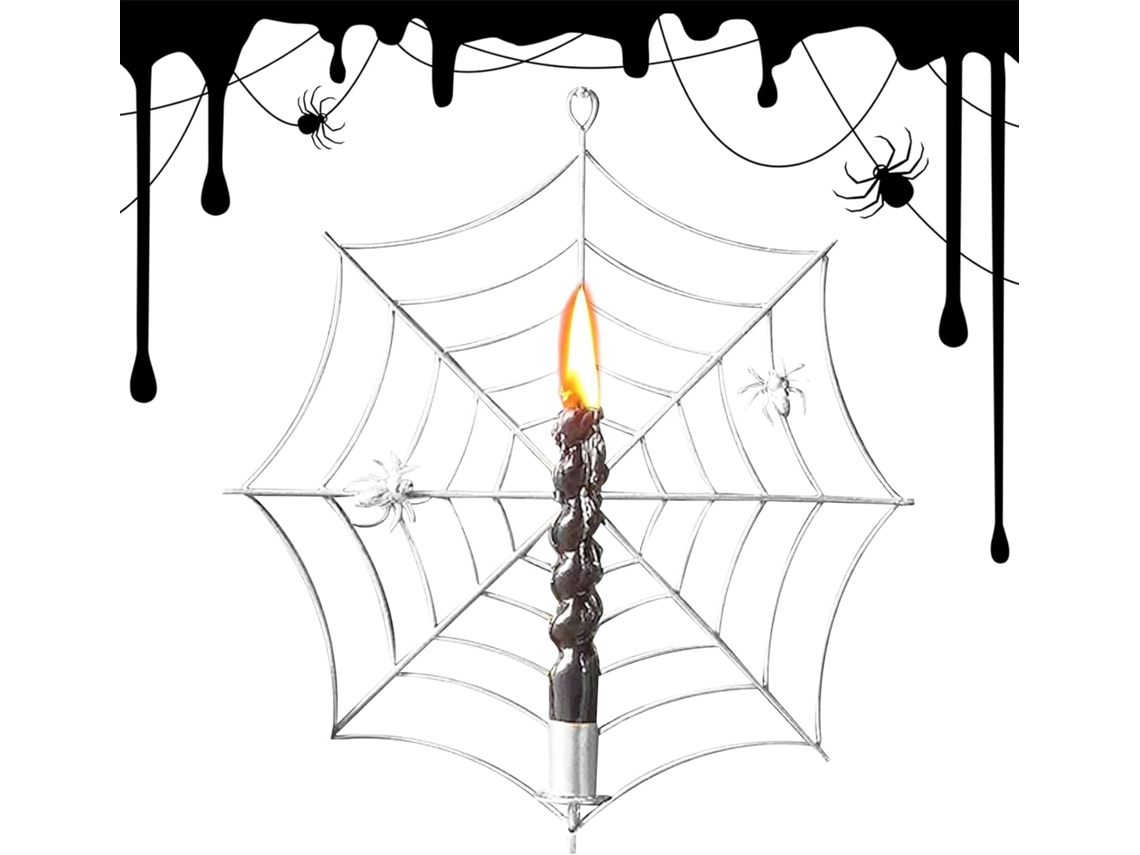 Castiçal Decorativo Retrô Em Formato De Teia De Aranha |