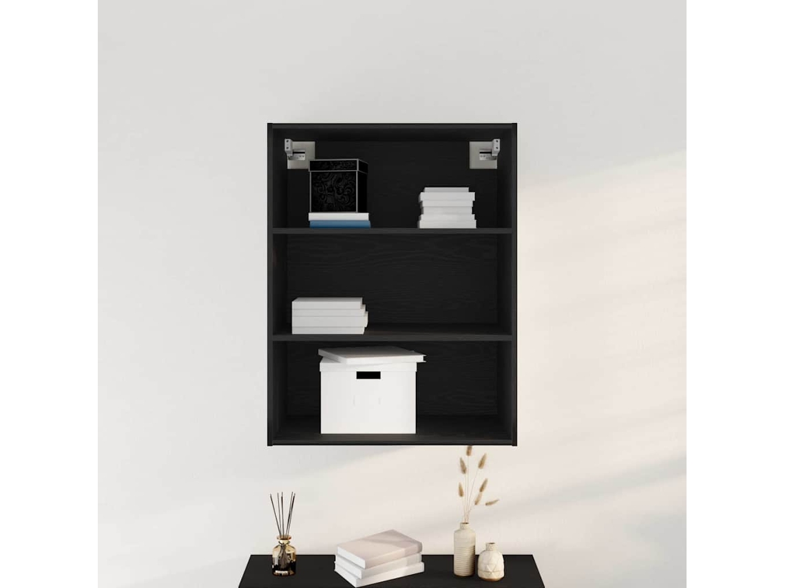 Vidaxl Armário De Parede Suspenso Carvalho Preto 69,5 X 32,5 X 90 Cm