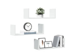 Vidaxl Prateleiras De Parede 3 Pcs 58x18x18cm Derivados Madeira Branco