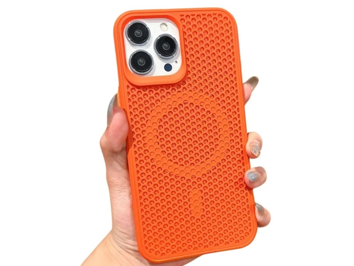 Capa Respirável Magsafe para iPhone 15 VEANXIN Laranja