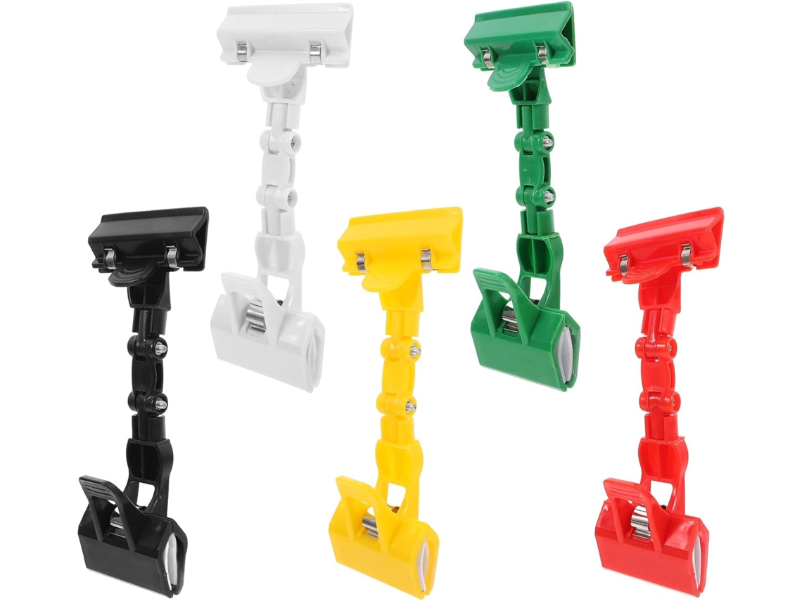 Conjunto de 5 prendedores duplos giratórios em plástico e ferro para organização de desenhos, esboços e pinturas.