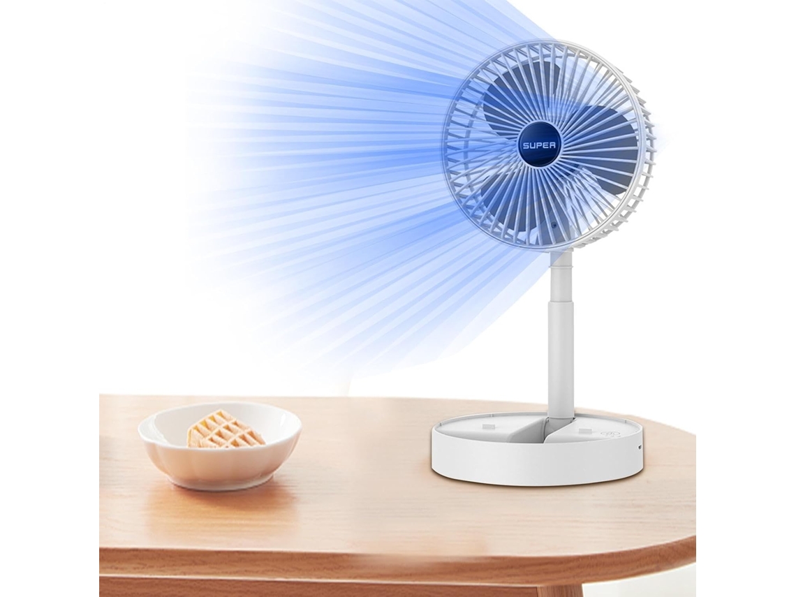 Ventilador Portátil De Mão, Recarregável Via Usb, Com 5 Velocidades E